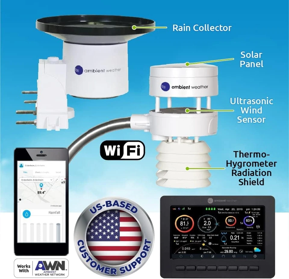 Ambient Weather WS-5000 Ultrasonic Smart Station black  - Image 2 of 4