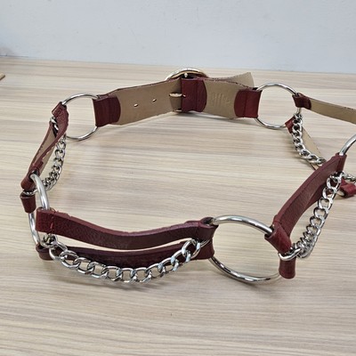 Michael Kors Waist Belt Womens Large Burgundy Chain Leather  display picture 2