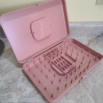 Vintage Wilson Wil-Hold Thread Bobbin Holder Plastic Caddy Box Mauve Pink