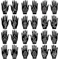 24 Sheets Henna Tattoo Stencils Kit for Hand, 8.3inchesx4.7 Inch, Assorted
