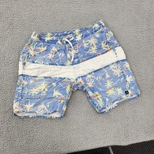 Volcom Swim Shorts Mens Medium Blue Palm Tree Graphic Swimwear Trunks