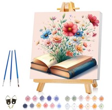 Framed Paint by Numbers Kit for Adults Wooden Easel,Book Flowers DIY Adult Pa...