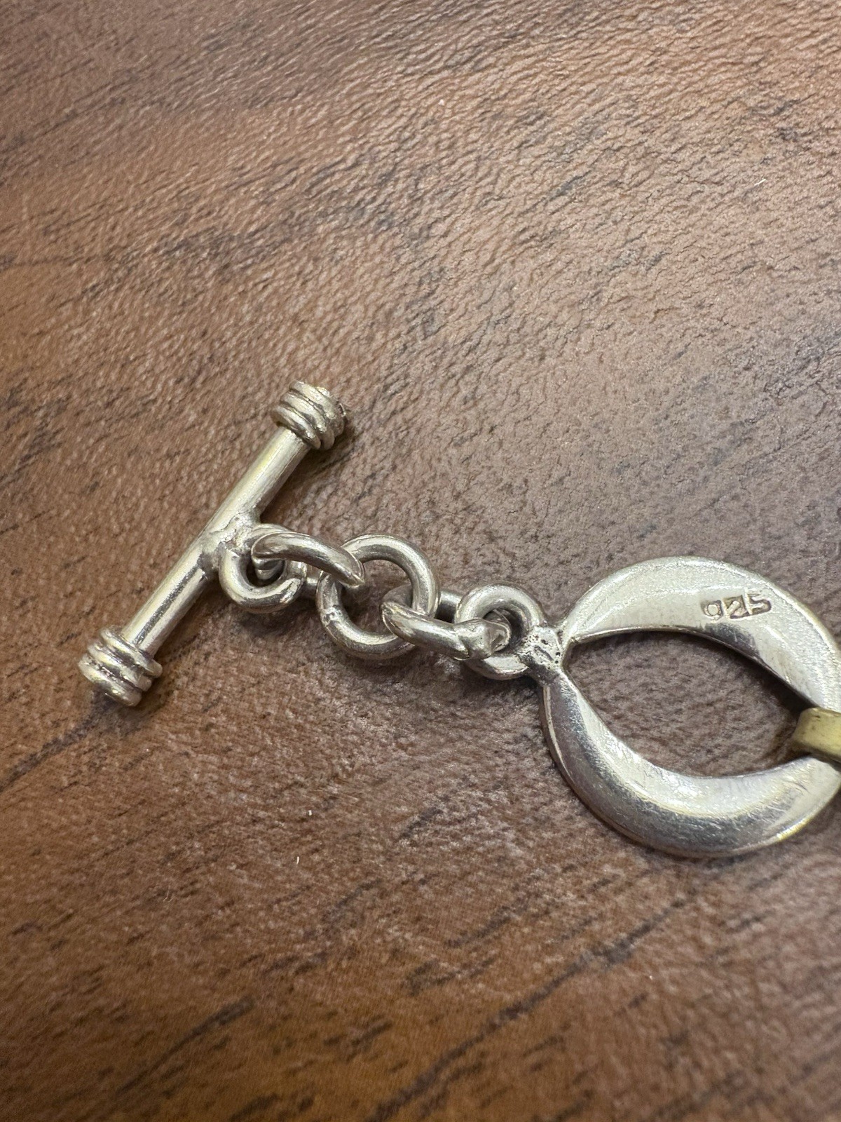 Solid Sterling Silver 925 and Brass Bracelet 7.5 … - image 2