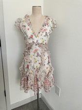 Alice + Olivia Mitzi Dress Women 6 Floral Cutout Mini Ruffle Garden Party Spring