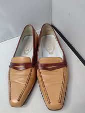 Vintage Tod's Women's Loafers Dress Shoes 5.5 Made In Italy Square Toe B11