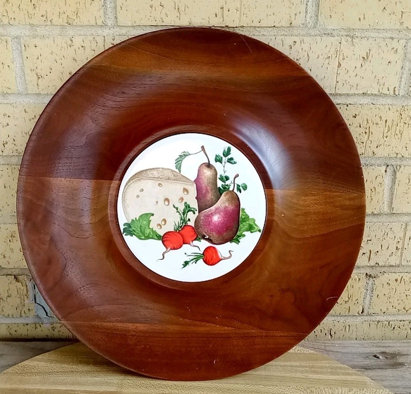 Vintage MCM Ozark Walnutware Solid Walnut Cheese Tray Charcuterie 14 Inch