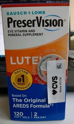 PreserVision AREDS Lutein Eye Vitamin Bausch Lomb 120 Softgels Smokers Formula