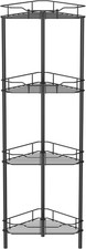 4 Tier Floor Standing Corner Shower Caddy Organizer Shelf with Hooks, Bathroom S