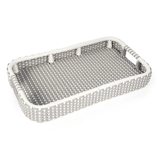 Butler Selena Grey & White Rattan Bar Cart - Picture 5 of 14