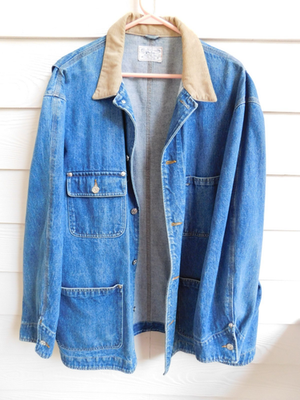 Ralph Lauren Polo Country Chore Coat Denim Blue Corduroy Collar X