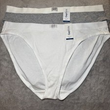 GapBody Women Cotton Rib Bikini Underwear 2 Pack White Gray XL New