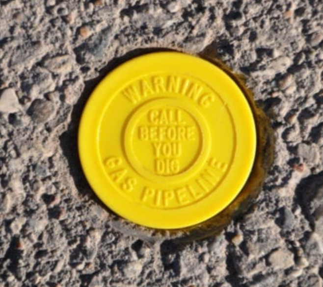 Yellow Underground Gas Pipeline Paved Surface Marker for Retrofit Install