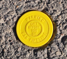 Yellow Underground Gas Pipeline Paved Surface Marker for Retrofit Install