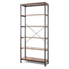 Ganbaru - Libreria scaffale a 6 ripiani 80x30xH180 cm in stile industrial