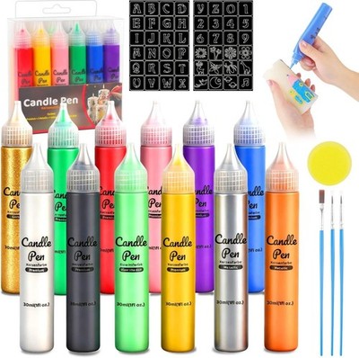 12 Farben Kerzen Bemalen Set, Kerzenstifte, Wachsplatten Für Kerzen, Candle Pen