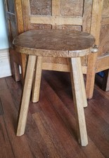 Robert Thompson Mouseman Burr Oak Stool/small Table