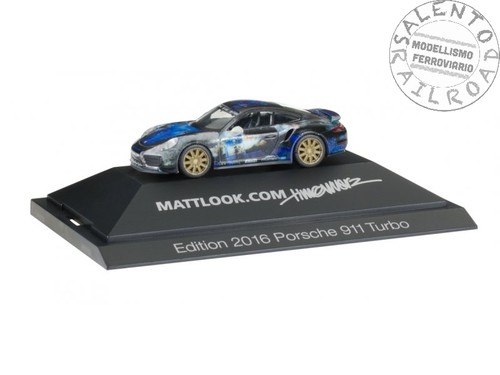 Herpa 101981 - 1:87 H0 - automobile Porsche 911 Turbo "Mattlook" con teca esposi | Zustand: Nuovo