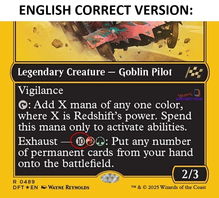 Redshift, Rocketeer Chief Spanish Mtg MISPRINT. Hardly visible activation cost - Imagen 4 de 4