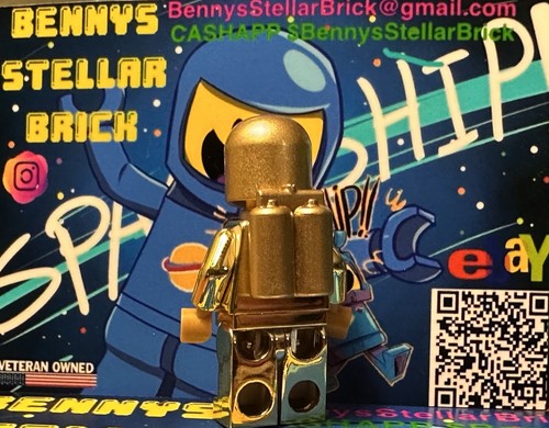 LEGO Classic Spaceman Chrome Gold Benny W/ Custom 🎨 Accessories Mini figure - Picture 2 of 3