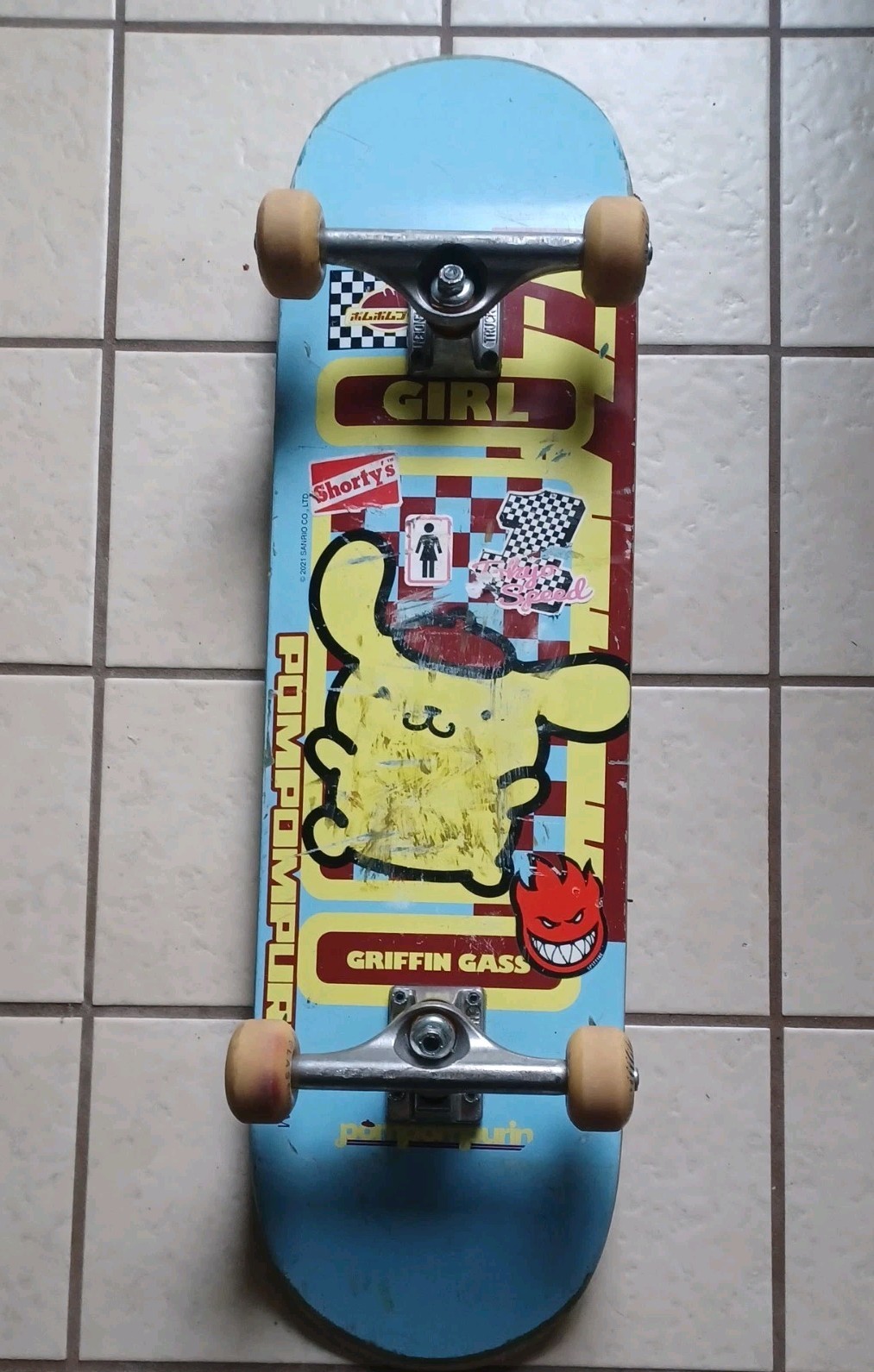 Girl Griffin Gass Pom Pom Purin Blue 8.5 FULL Skateboard Dec