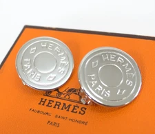 HERMES Serie Round Clip-on Earrings w/Box Free shipping 54220624200 2