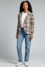 Rachel Zoe Blown/Black Plaid Single Breasted Blazer/Jacket Size S