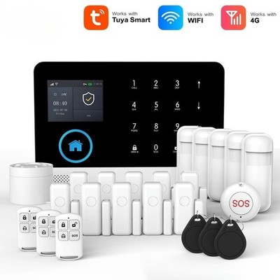 Komplettes Alarmsystem WLAN 4G Drahtloses Alarmanlage für Haus Wohnung Alexa DE
