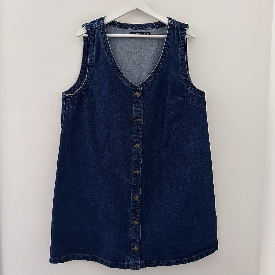 Sportsgirl Sleeveless Denim Mini Dress - Button Up Women’s Size 18 - Blue - AUS