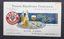 1890’s Prepro Pabst Beer Business Card Milwaukee Wisconsin West Hoboken NJ OffGr