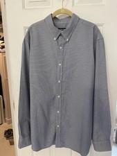 Chaps Mens Dress Shirt - Blue and White Striped - XL
