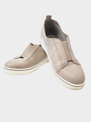Beige Slip On Sneakers, MIA Gran, Size 8 1/2, Faux Leather, Womens