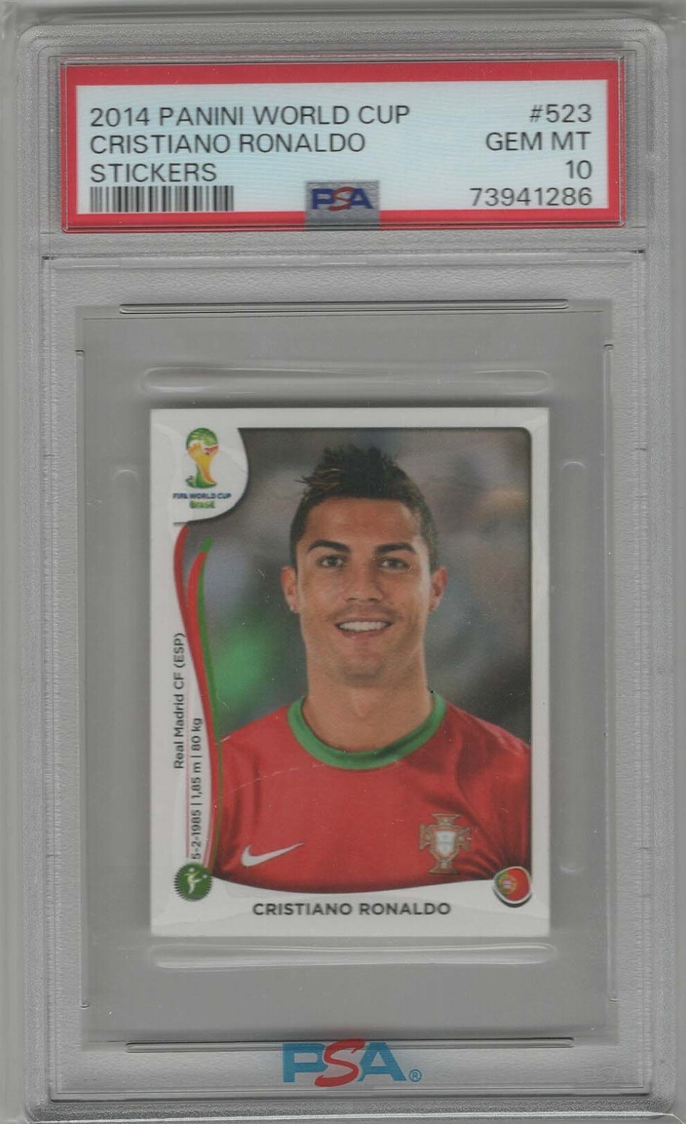 2014 Panini World Cup Cristiano Ronaldo PSA 10 Gem Mint