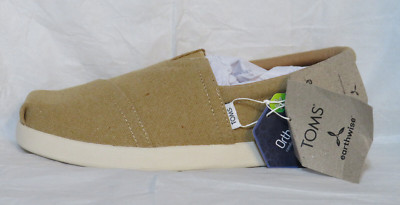 TOMS EARTHWISE MENS SHOES US 7 ALPARGATA COTTON CANVAS LOAFER DOE WASHED NEW NWT