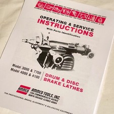 Ammco Operating Service Parts Manual 3000 4000 4100 7700 Brake Lathes