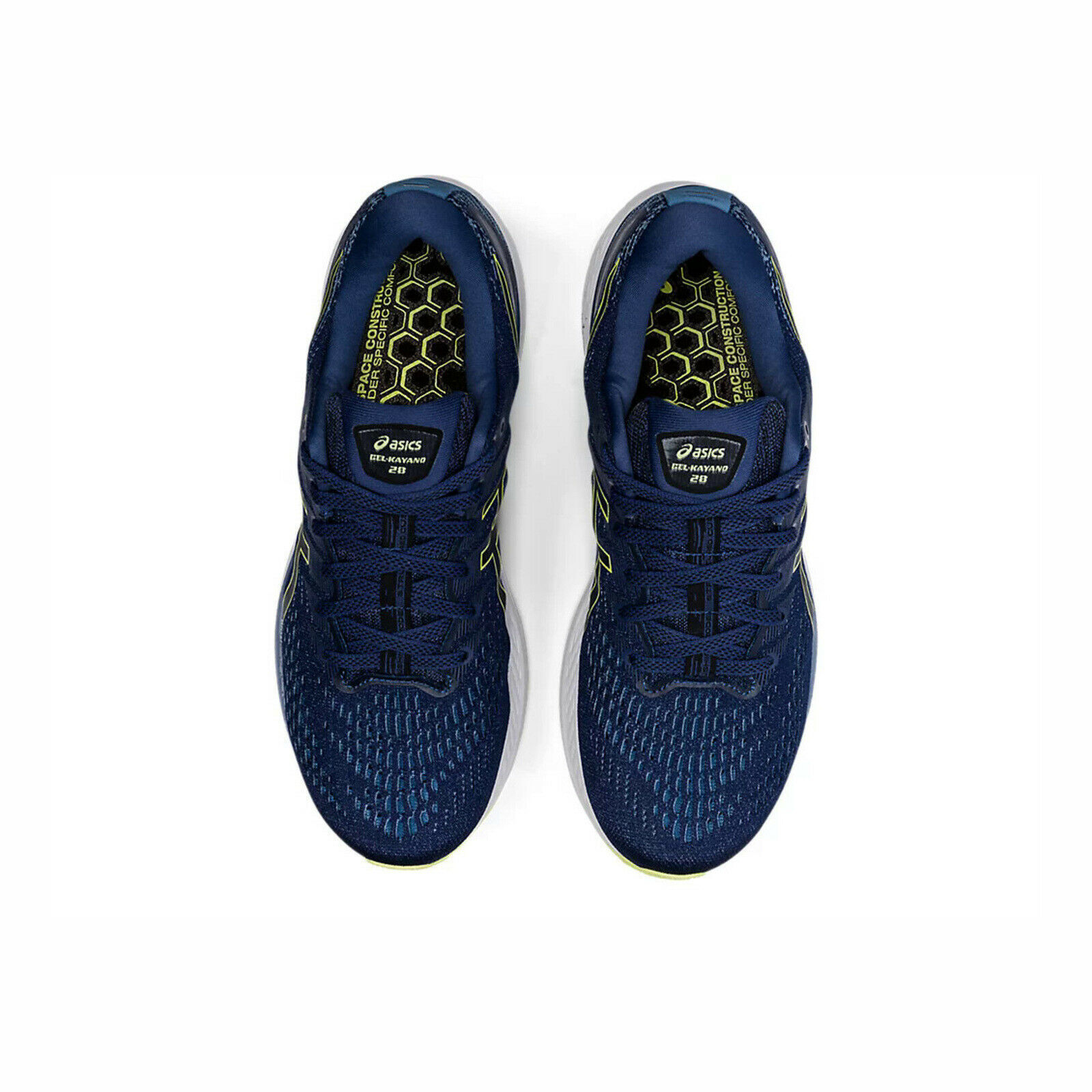 asics gel kayano 28 mens thunder blue glow yellow