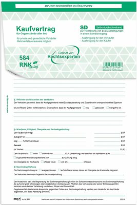 RNK 584/10 - Universal-Kaufvertrag, selbstdurchschreibend, 2 Blatt, DIN A4