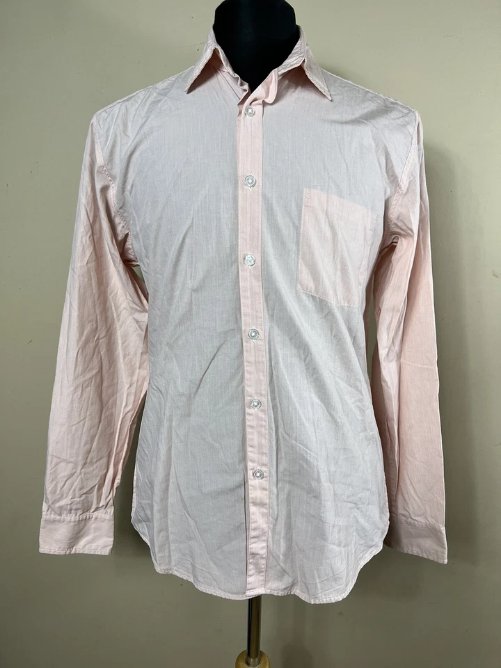 Camisa Steven Alan M Mediana Rosa Claro Abotonada Delantera Manga Larga Para Hombre H3 Foto 2 de 4