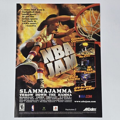 NBA Jam Xbox PlayStation 2 PS2 Slamma Jamma Print Ad/Poster Official Promo Art