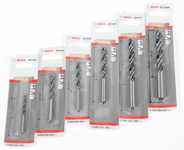 Bosch Holzspiralbohrer Set 6-Tlg. Holzbohrer Spiralbohrer Bohrer Bohren 3-10 Mm-image