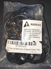 Metal Curtain Rings with Clips and Eyelets 2 Inch. Pack of 30 NEW