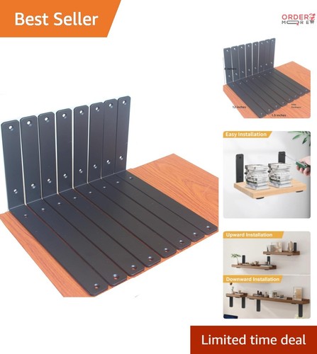 8 Pack - Heavy-Duty 12" x 8" Iron Shelf Brackets for Stylish Shelving Solutions