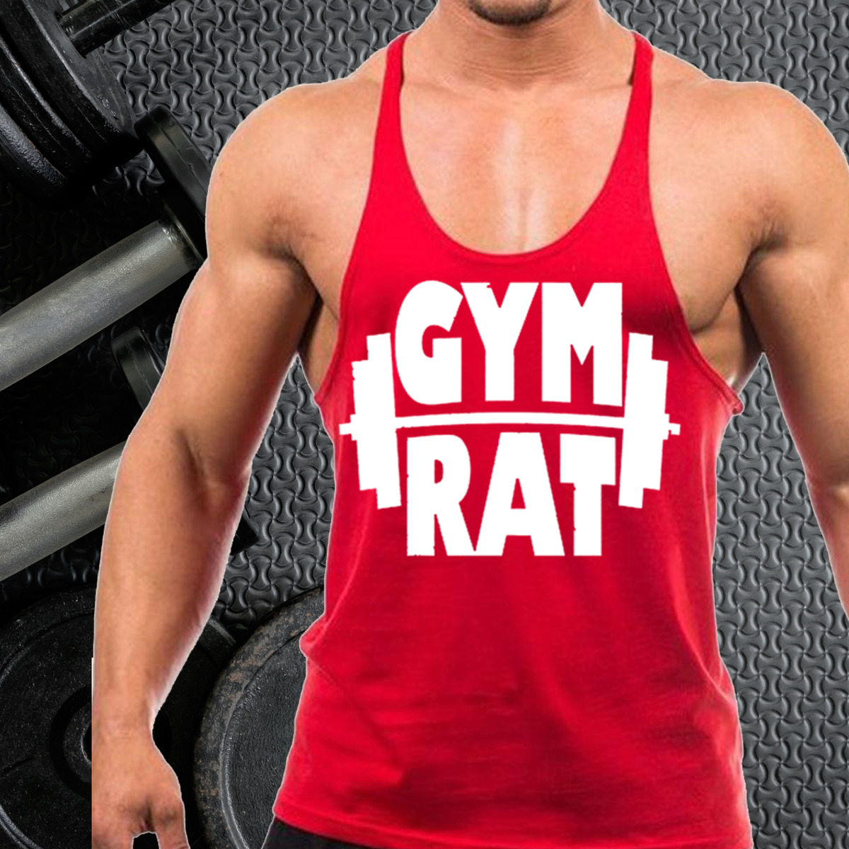 GYM RAT GYM VEST STRINGER BODYBUILDING MUSCLE TRAINING TOP FITNESS