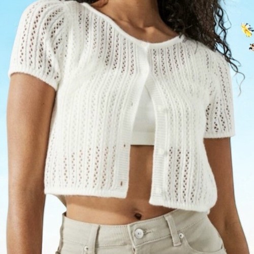Divided Crop Cardigan Short Sleeve Women’s Size Large New With Tag