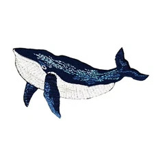 Humpback Whale [Facing Left] Embroidered Iron-On Patch Marine Animal Badge