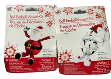 Vintage Santa Claus Snowman Christmas Bell Ornament 2 Kits NOS in Package
