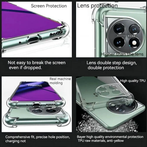 Funda trasera TPU delgada transparente a prueba de golpes para OnePlus 13R 13 12R 11 10T 9T Nord Foto 3 de 4