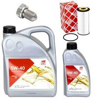 MotoröL Filter Set Febi SAE 5W-40 6 Liter + Schraube FüR VW Golf VII 2.0 GTI 5G1