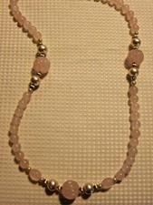 30" ROSE QUARTZ  PEARL BEADED NECKLACE