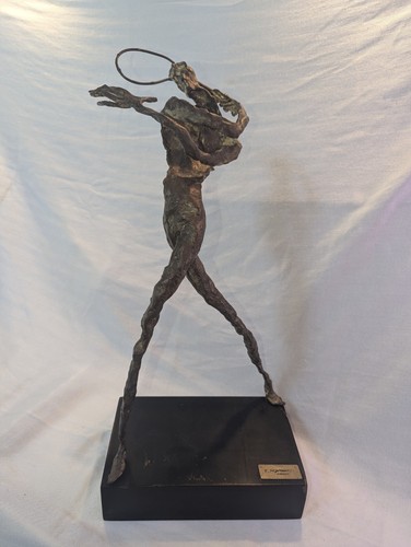 EMANUELE SCARNICCI SCULPTURE BRONZE METAL TENNIS PLAYER C1950 ITALIAN MODERNIST