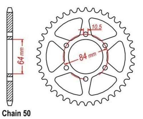Couronne 50 dents pas 50 Suzuki GSX 400 L contre usure chaîne moto 1982